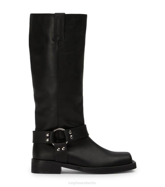 Kampfstiefel| de Tony Bianco Frauen Biker-Kalbsstiefel schwarzes Wachs 4624561